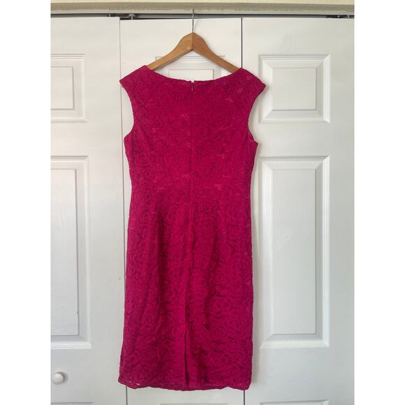Adrianna Papell Magenta Pink Lace Sleeveless Sheath Cocktail Dress • Size 8 - Picture 2 of 4